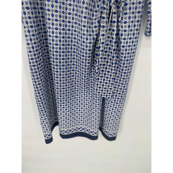 Talbots Womens Dress Large Jersey Side Tie Stretch Blue Knee Length Nylon Classy - Picture 4 of 9